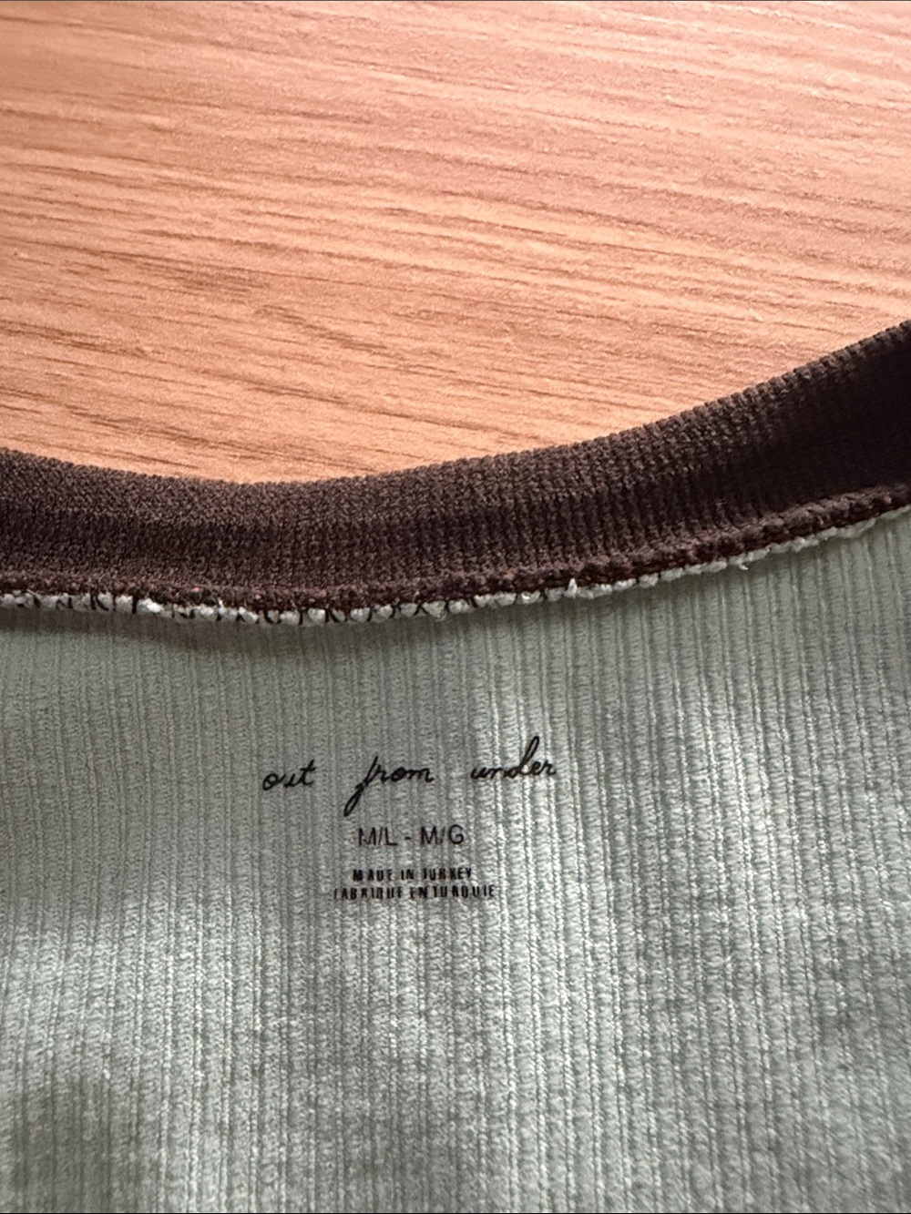 Urban Outfitters Sage Green Ribbed Tank with Brown Trim